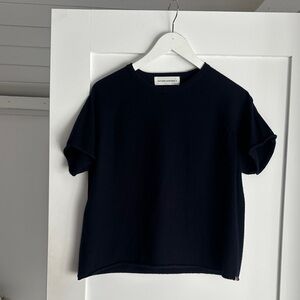 Extreme Cashmere Navy Blue short sleeve top